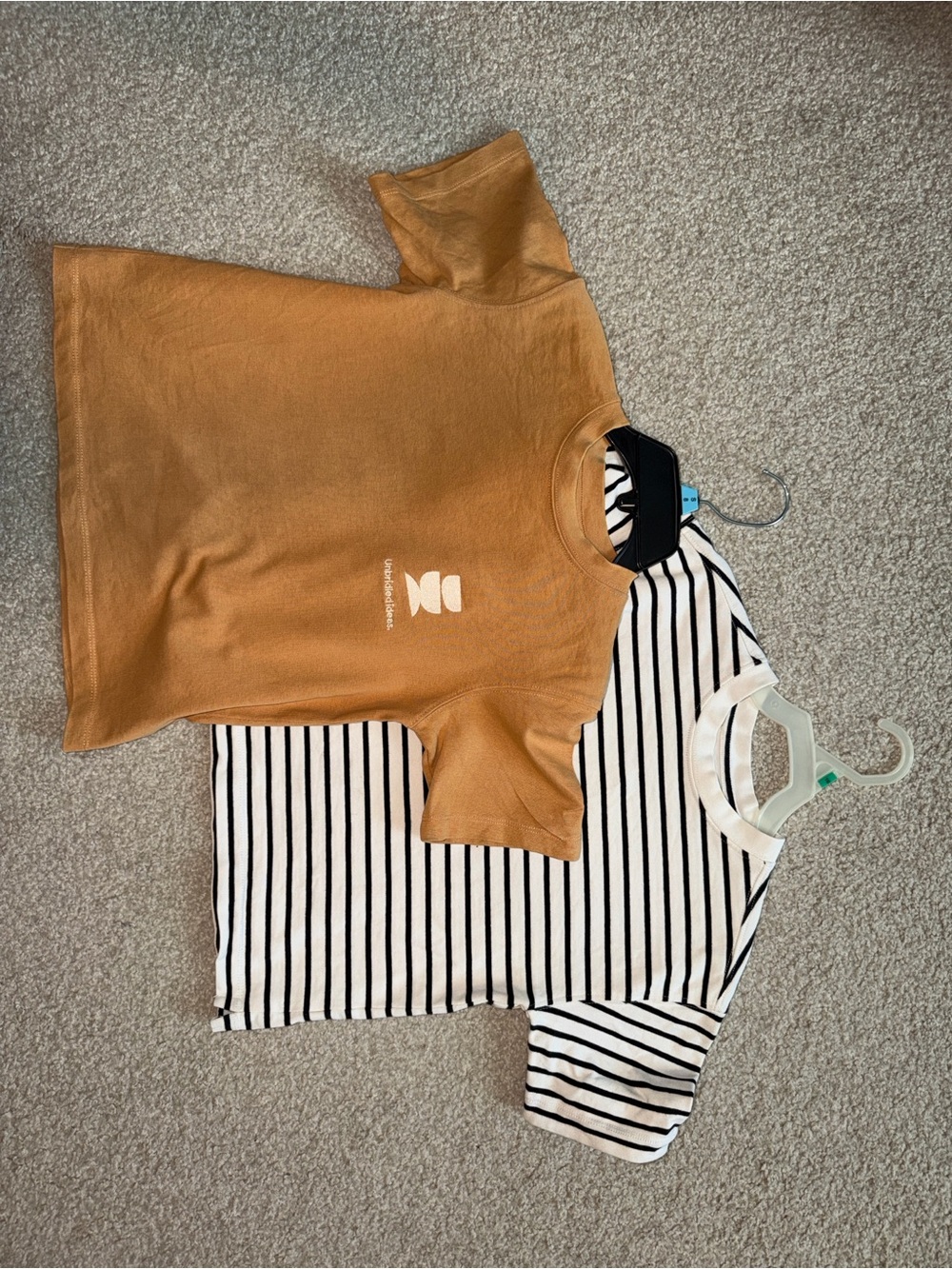 Zara Kids Short Sleeve Tee Set - Tan & Black/White Stripe